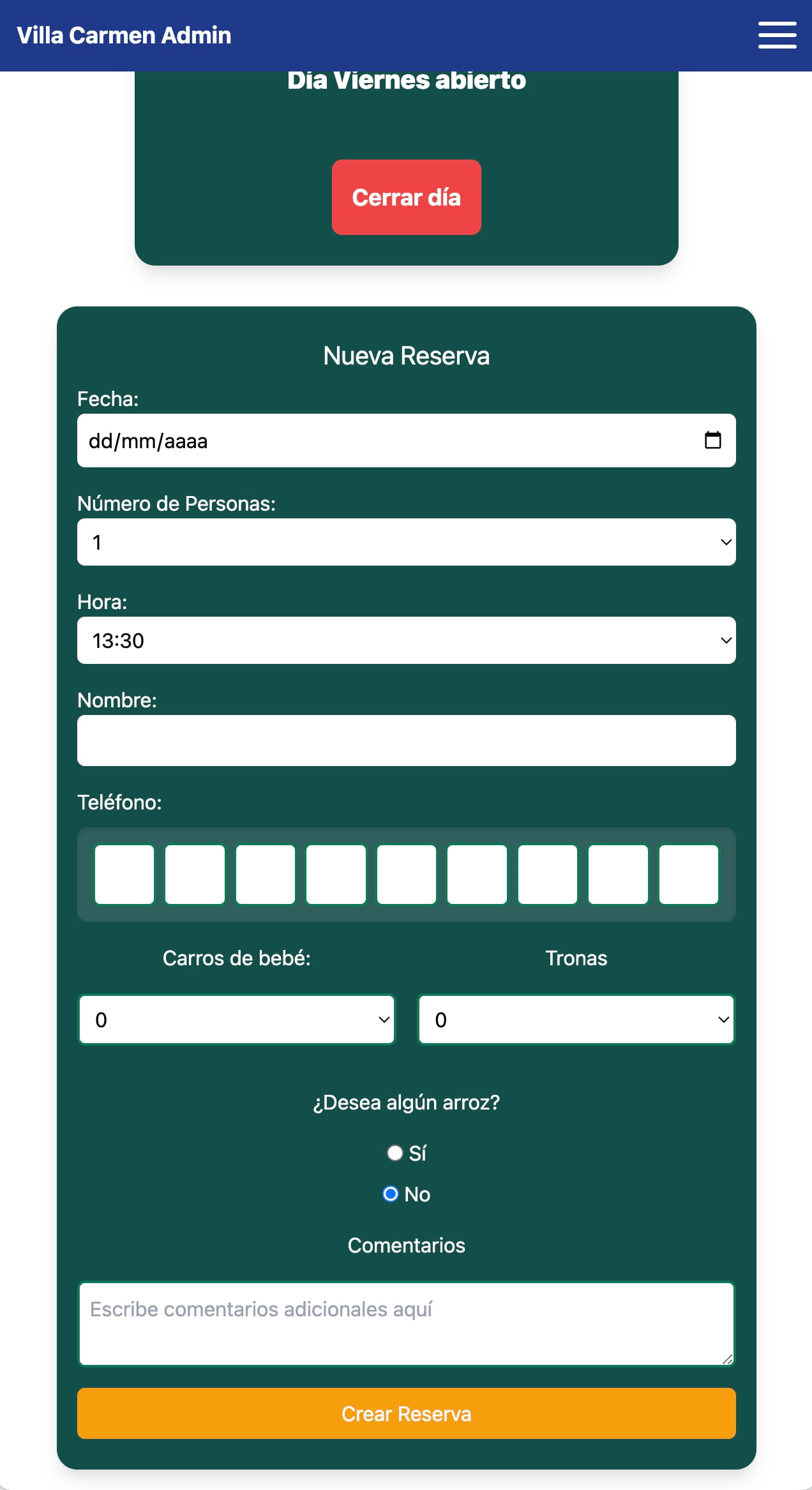 Reservas Manuales sin Límites