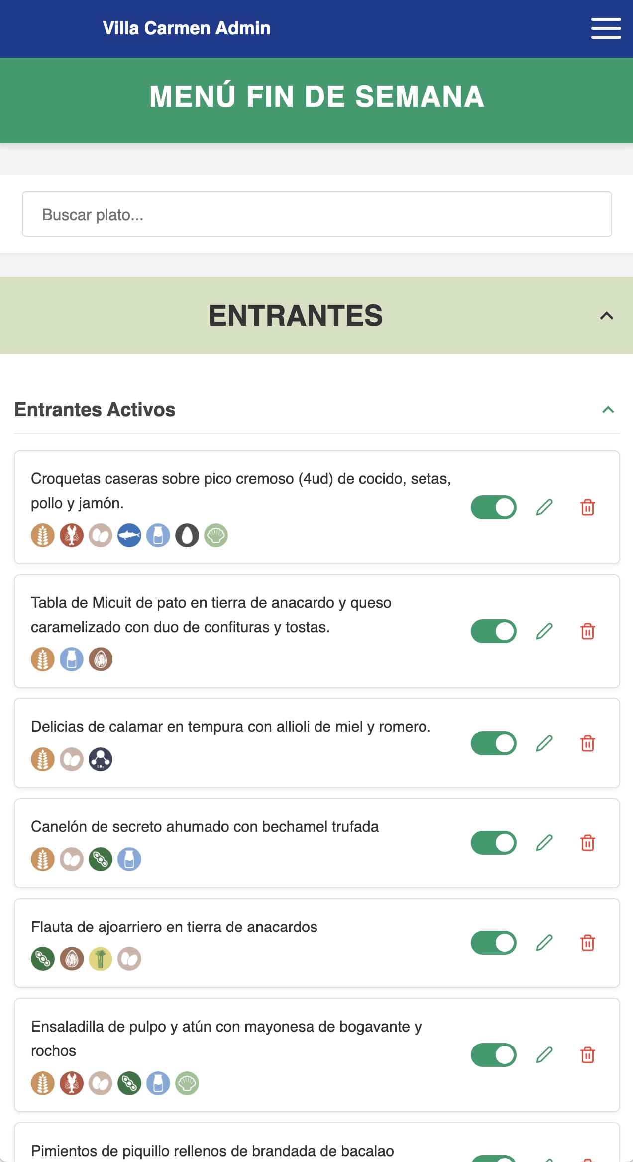 Gestión de Menús y Platos