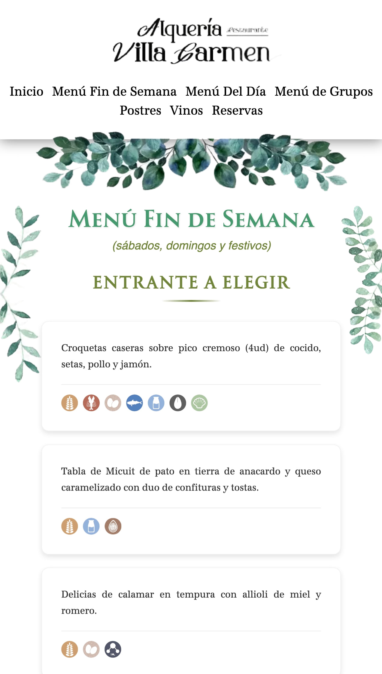 Carta Dinámica de Platos