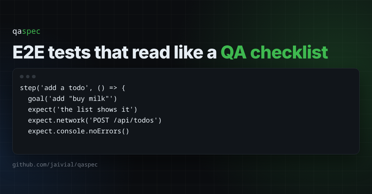 Tests que se leen como un checklist de QA